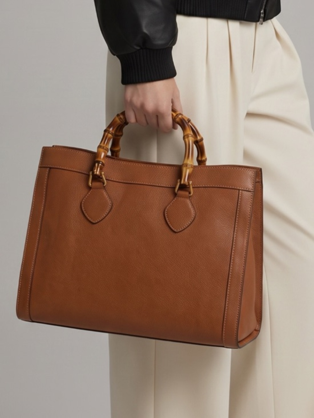 Gucci Diana Leather Satchel with Bamboo Handles.